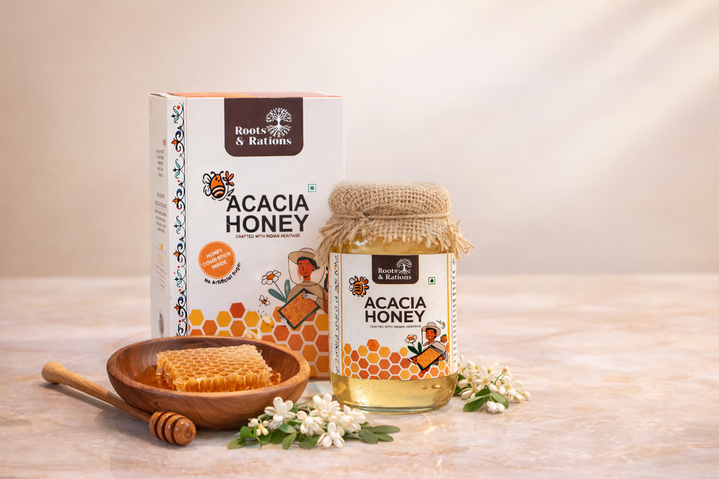 Roots & Rations Wild Acacia Honey – No Added Sugar, 500 ml