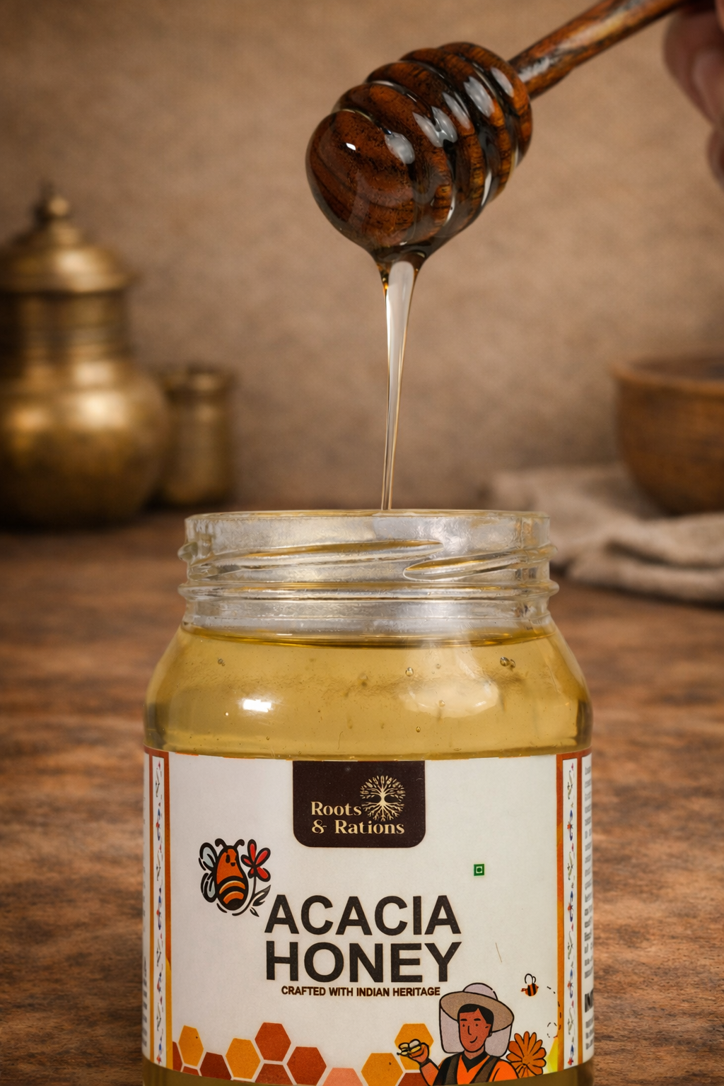 Roots & Rations Wild Acacia Honey – No Added Sugar, 500 ml