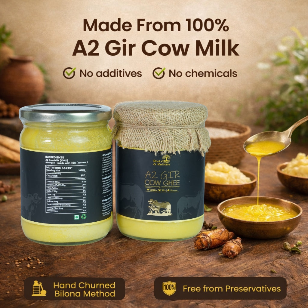 Roots & Rations A2 Gir Cow Ghee 500 ml Jar