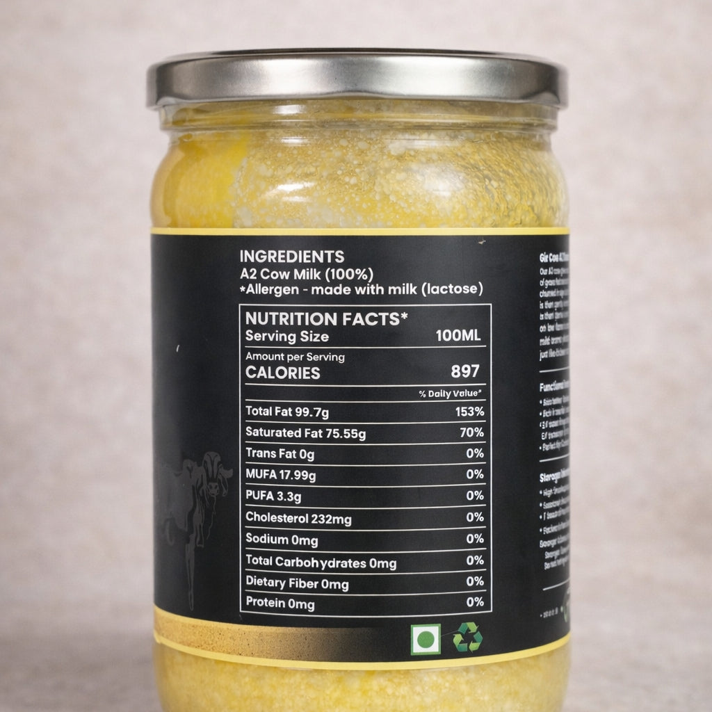 Roots & Rations A2 Gir Cow Ghee – Traditional Bilona Method, 500 ml